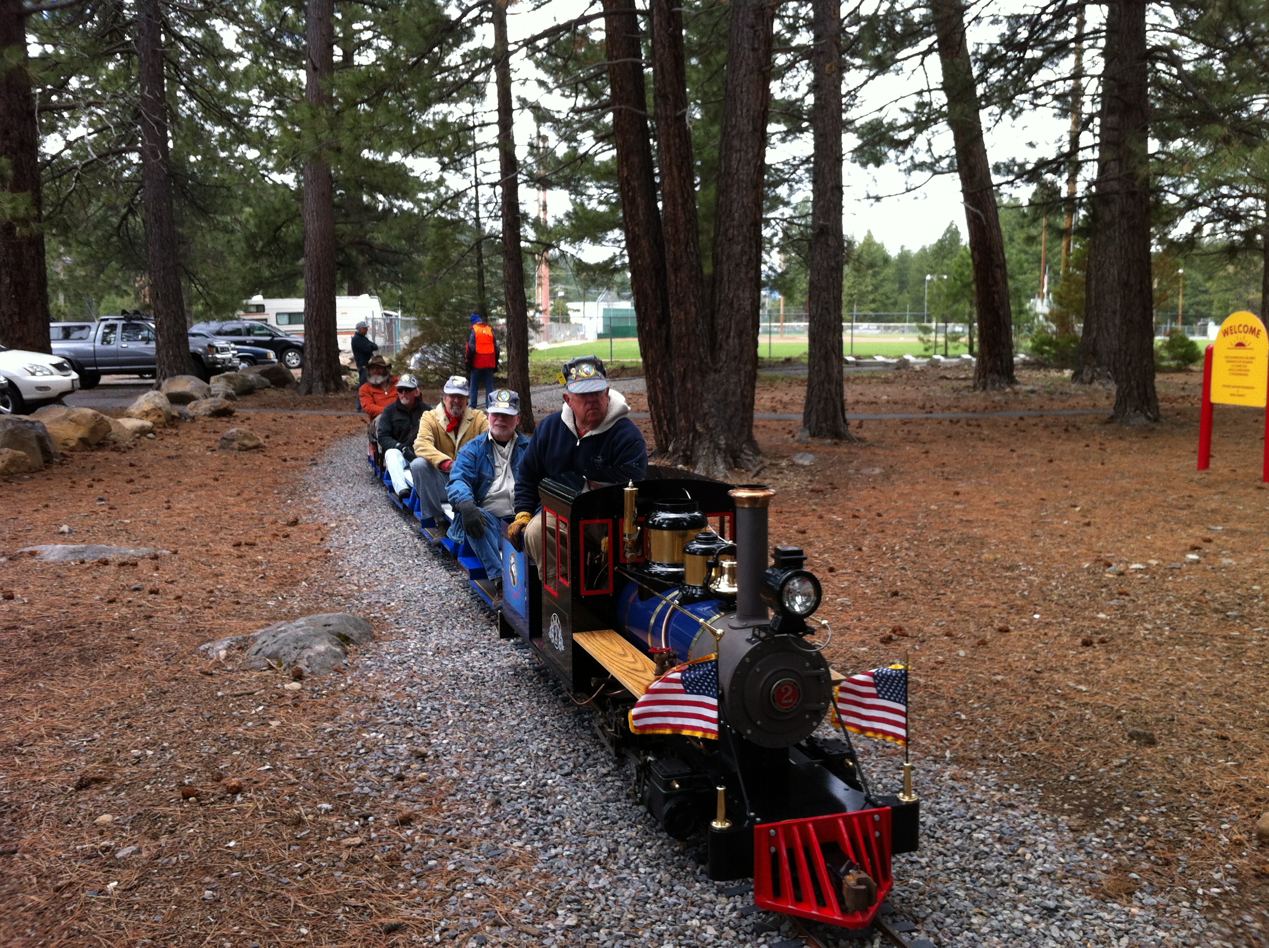 Steam loco with passenger cars